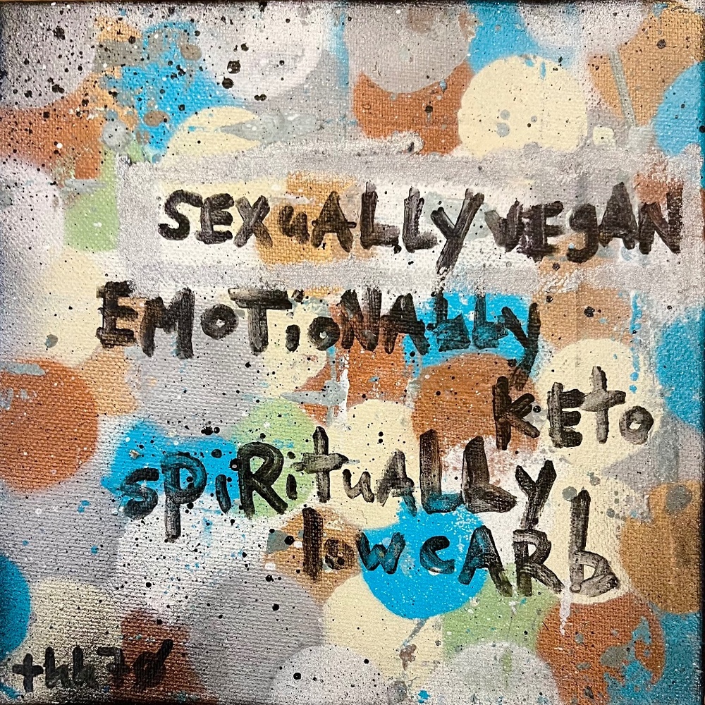 THH70 ORIGINAL PAINTING CANVAS ART ARTIST GRAFFITI URBAN RAW TEXT MIXED MEDIA